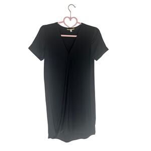 Gianni Bini Women's Draped Short Sleeve Mini Dress XS Black Stretchy Elegant